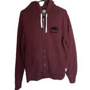 Roots Hoodie Womens Size Small Canada Full Zip Maroon Sweatshirt Front Pocket